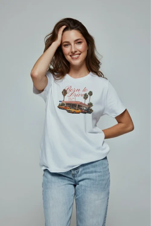 Born to Drive Printed Regular Fit T-Shirt