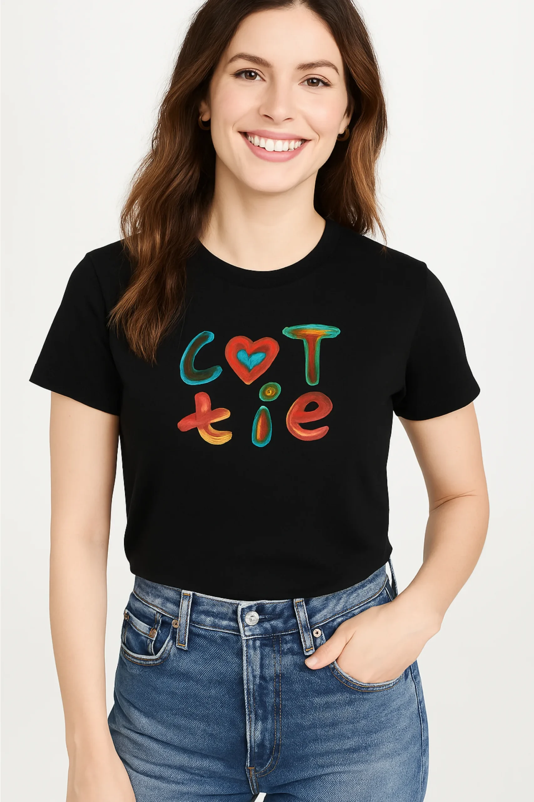 Cutie printed regular fit t-shirt made from soft 180 GSM single jersey cotton-poly blend fabric with breathable comfort and durable playful style