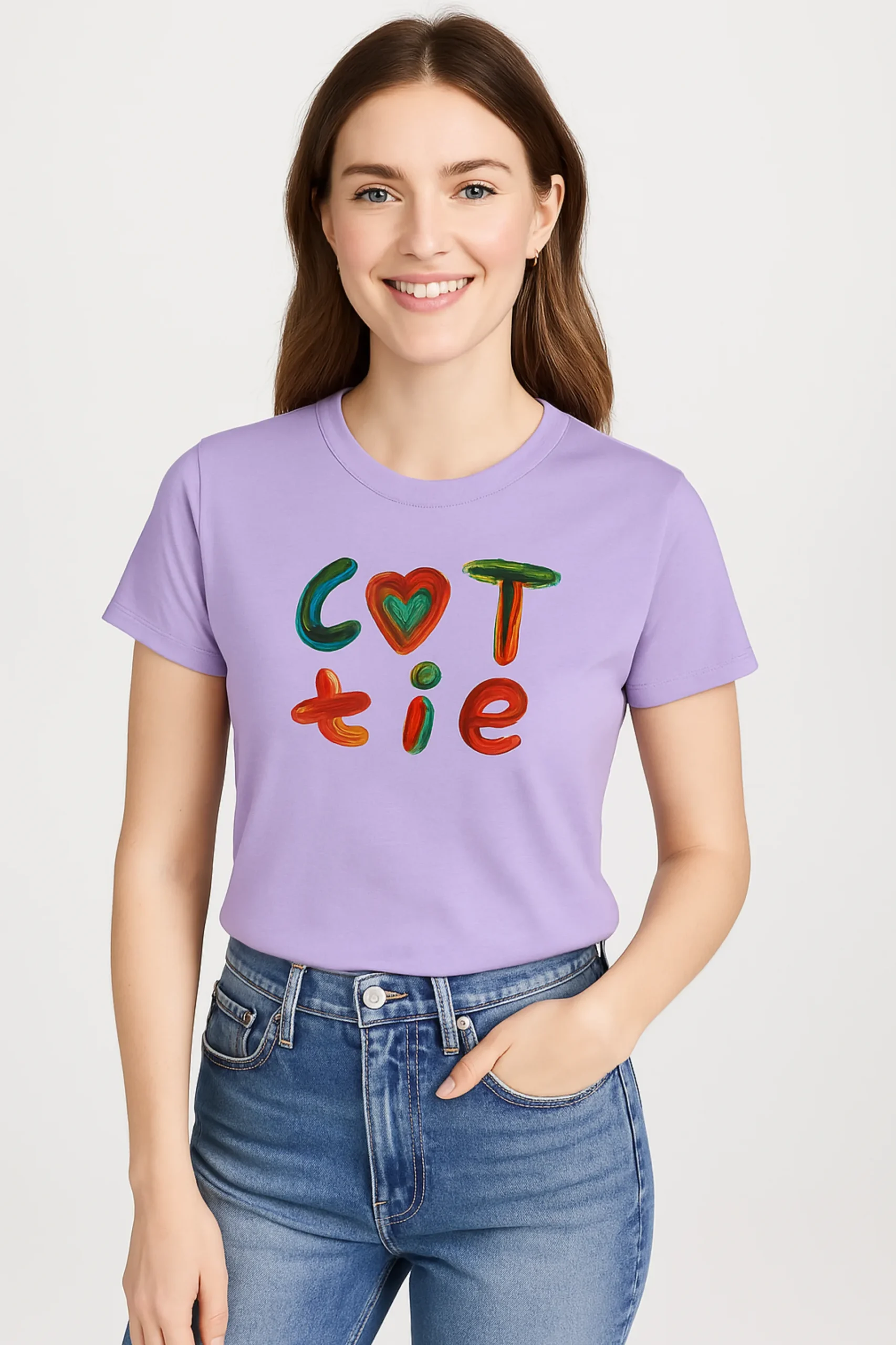 Cutie printed regular fit t-shirt made from soft 180 GSM single jersey cotton-poly blend fabric with breathable comfort and durable playful style
