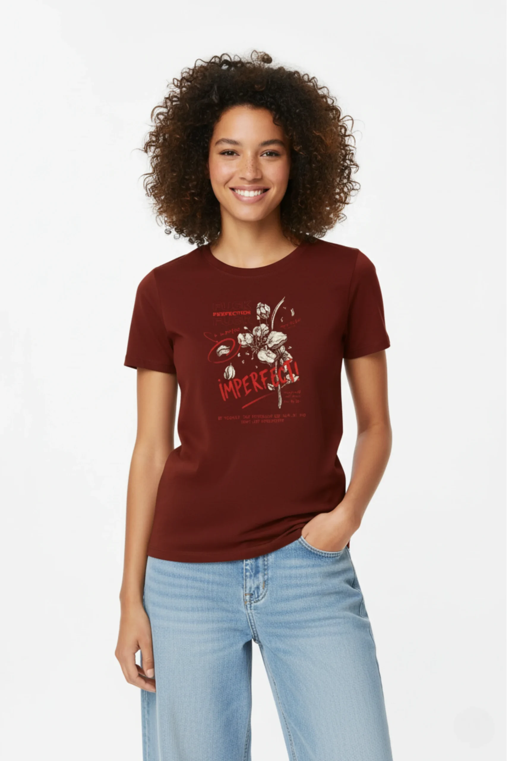 Imperfect printed regular fit t-shirt made from soft 180 GSM single jersey cotton-poly blend fabric with breathable comfort and durable everyday style.