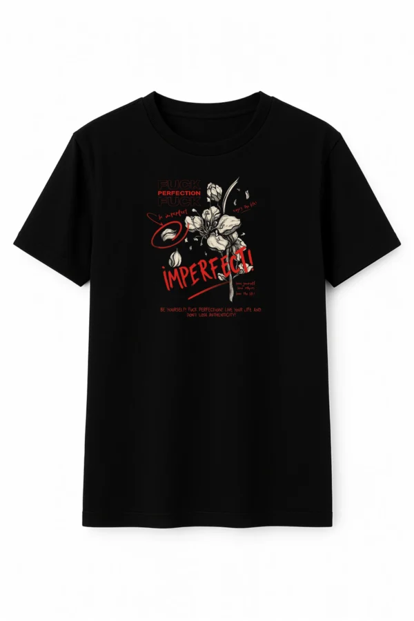 Imperfect printed regular fit t-shirt made from soft 180 GSM single jersey cotton-poly blend fabric with breathable comfort and durable everyday style.