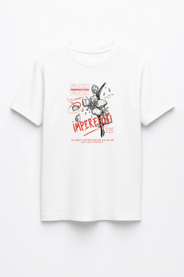 Imperfect printed regular fit t-shirt made from soft 180 GSM single jersey cotton-poly blend fabric with breathable comfort and durable everyday style.