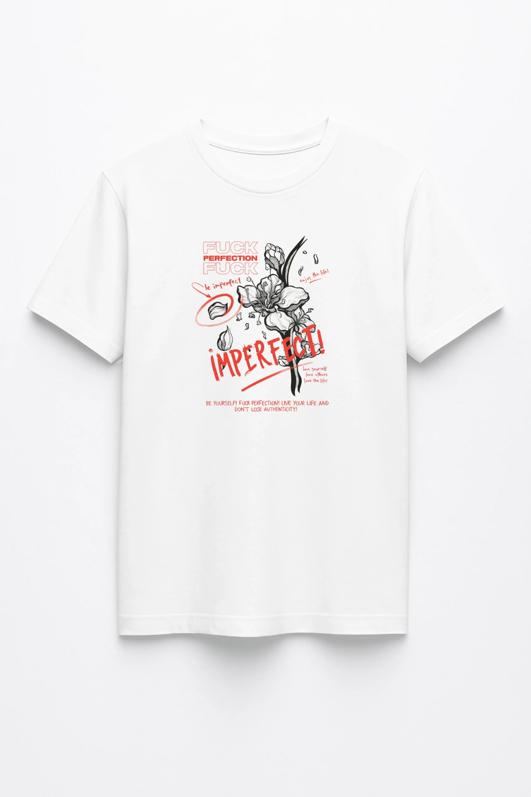 Imperfect printed regular fit t-shirt made from soft 180 GSM single jersey cotton-poly blend fabric with breathable comfort and durable everyday style.