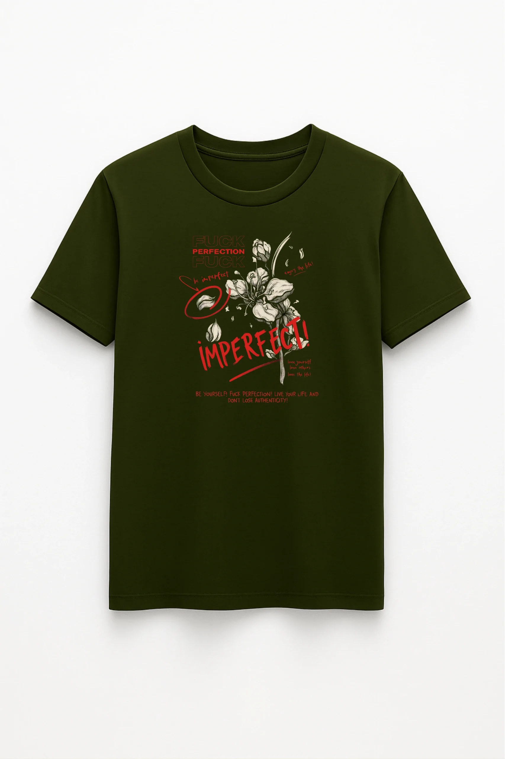 Imperfect printed regular fit t-shirt made from soft 180 GSM single jersey cotton-poly blend fabric with breathable comfort and durable everyday style.