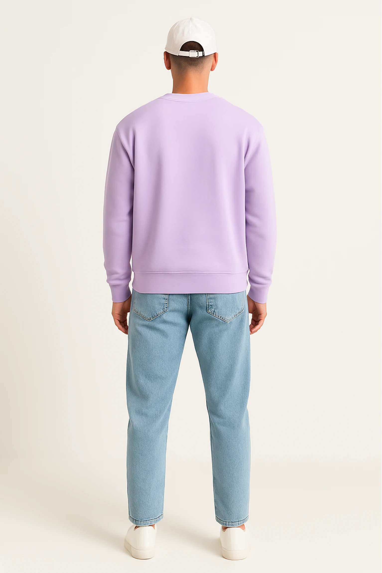 Lavender sweatshirt made from premium poly-cotton 3-thread fleece fabric with long sleeves, soft brushed interior, and classic regular fit.
