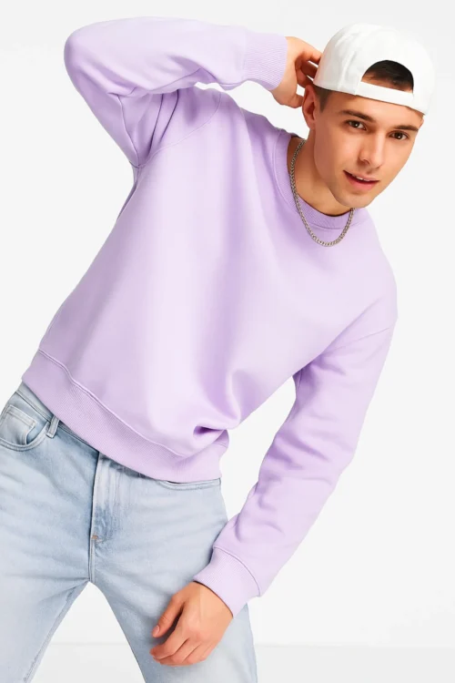 Lavender Men Casuals Sweatshirt