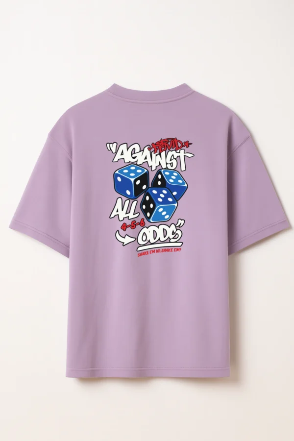Roll Dice oversized t-shirt made from premium 240 GSM French Terry fabric, 52% cotton and 48% polyester blend, with bold dice graphic and relaxed fit