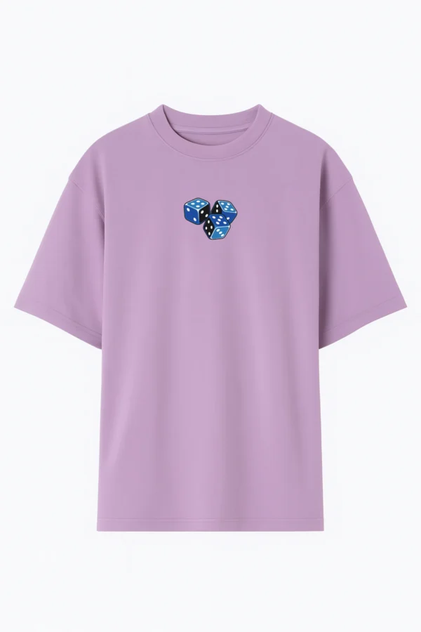 Roll Dice oversized t-shirt made from premium 240 GSM French Terry fabric, 52% cotton and 48% polyester blend, with bold dice graphic and relaxed fit