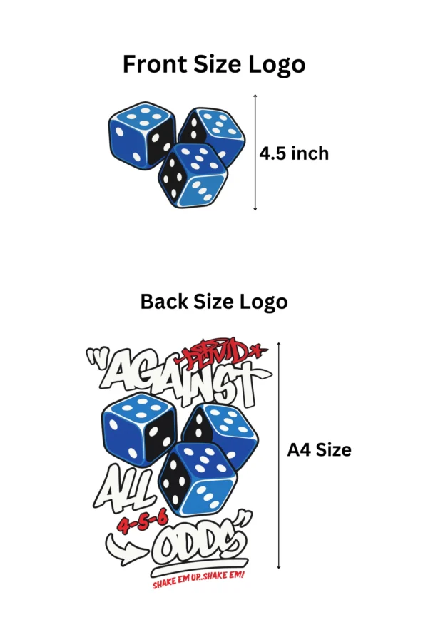 Roll Dice oversized t-shirt made from premium 240 GSM French Terry fabric, 52% cotton and 48% polyester blend, with bold dice graphic and relaxed fit