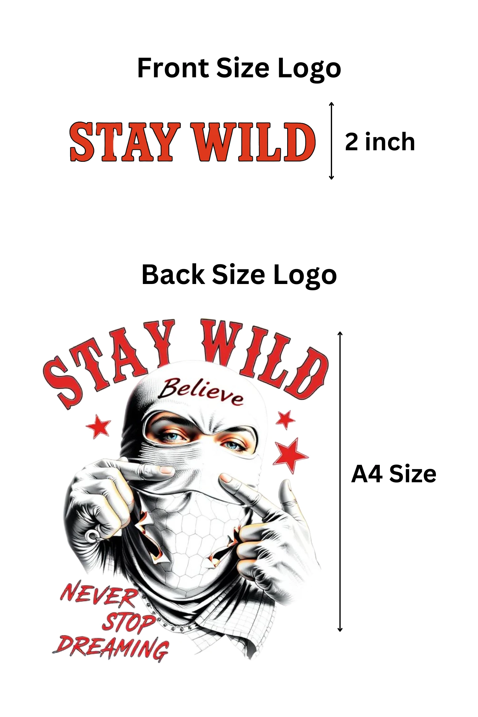 Stay Wild oversized t-shirt made from premium 240 GSM French Terry fabric, 52% cotton and 48% polyester blend, with bold graphic and relaxed fit
