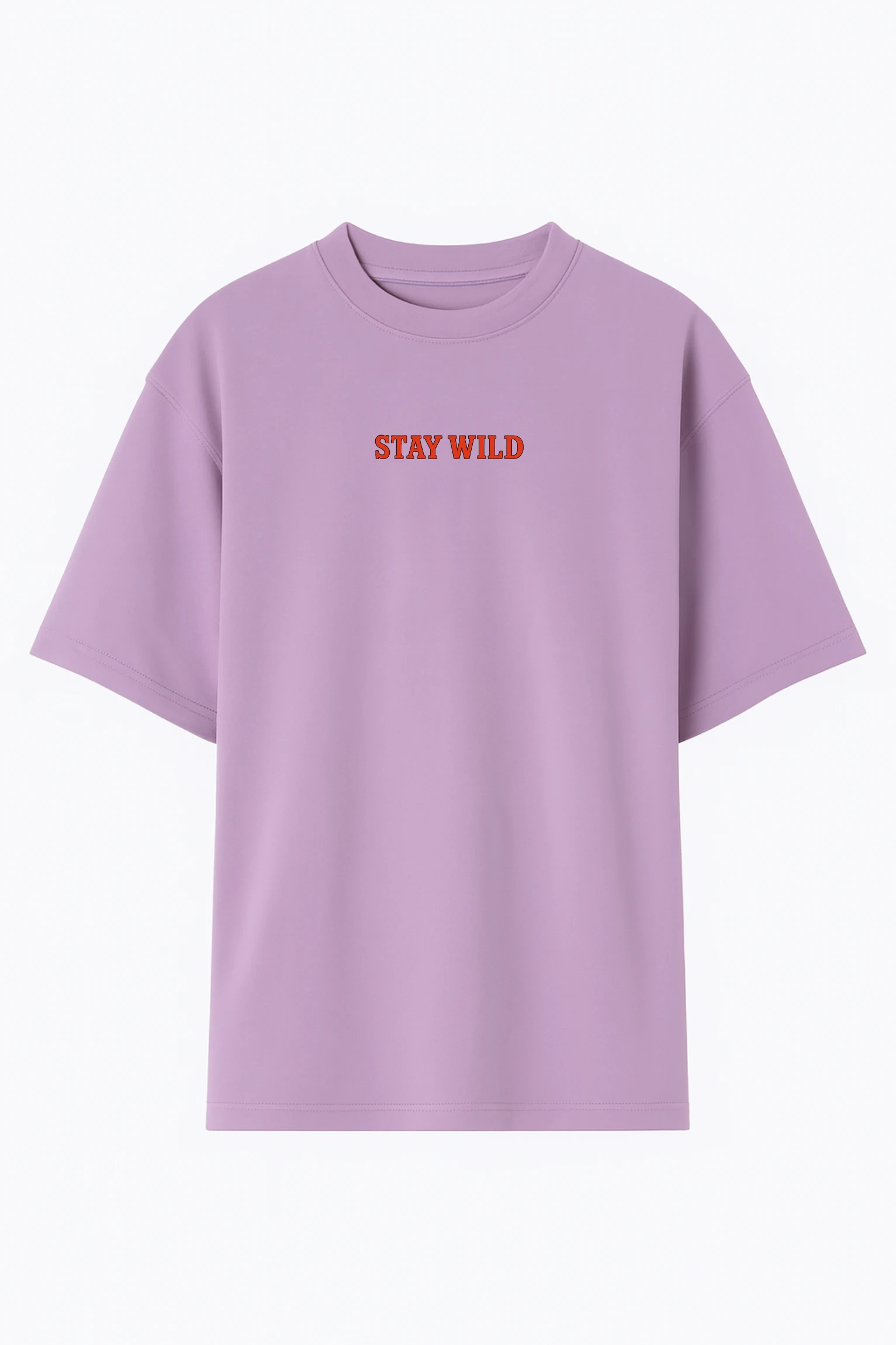 Stay Wild oversized t-shirt made from premium 240 GSM French Terry fabric, 52% cotton and 48% polyester blend, with bold graphic and relaxed fit