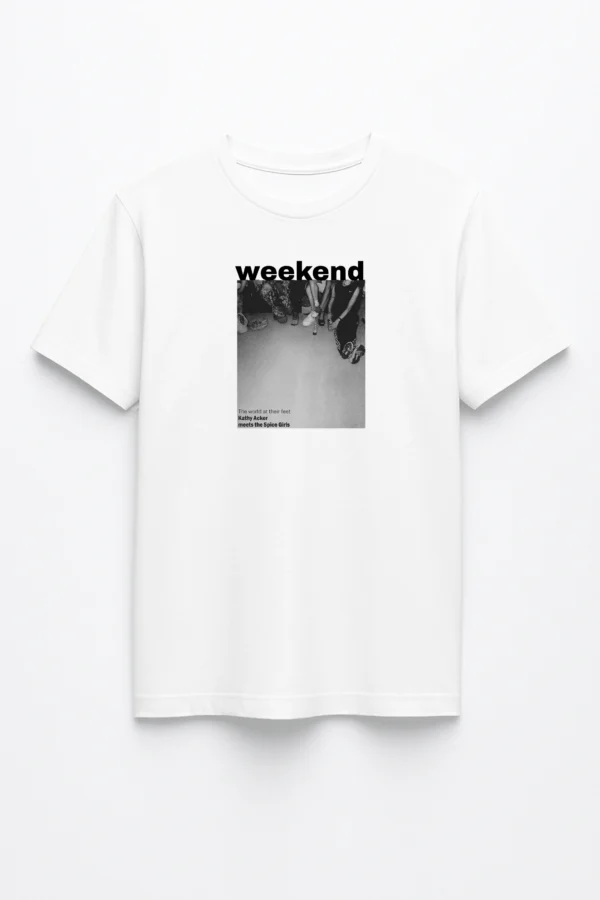 Weekend printed regular fit t-shirt made from soft 180 GSM single jersey cotton-poly blend fabric with breathable comfort and casual style.